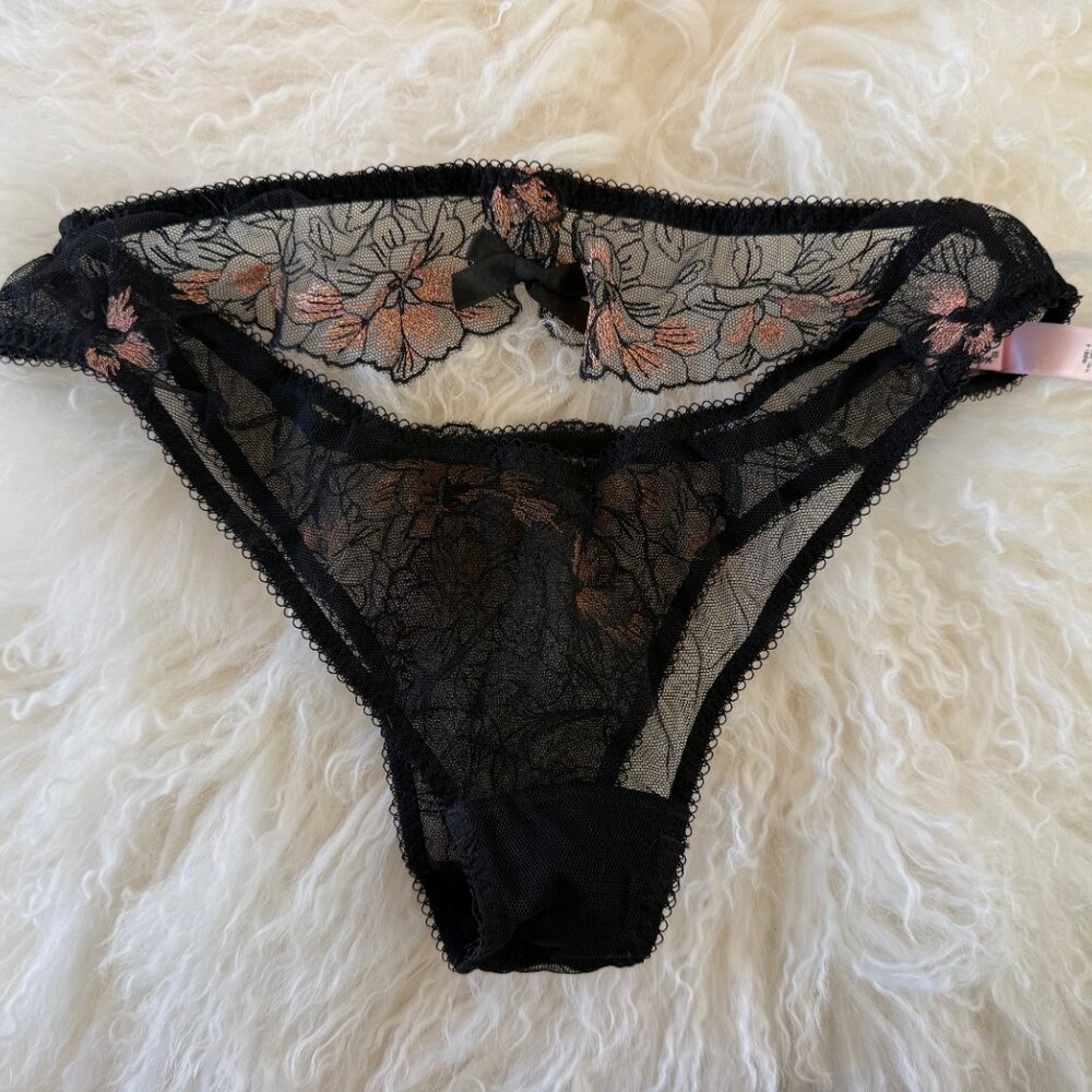 Agent Provocateur Laleh Black & Bronze Net Floral Lace Brief 4/8-10